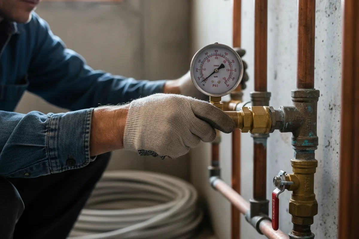 Pressure testing a repaired line during Water Line Repair in Walnut